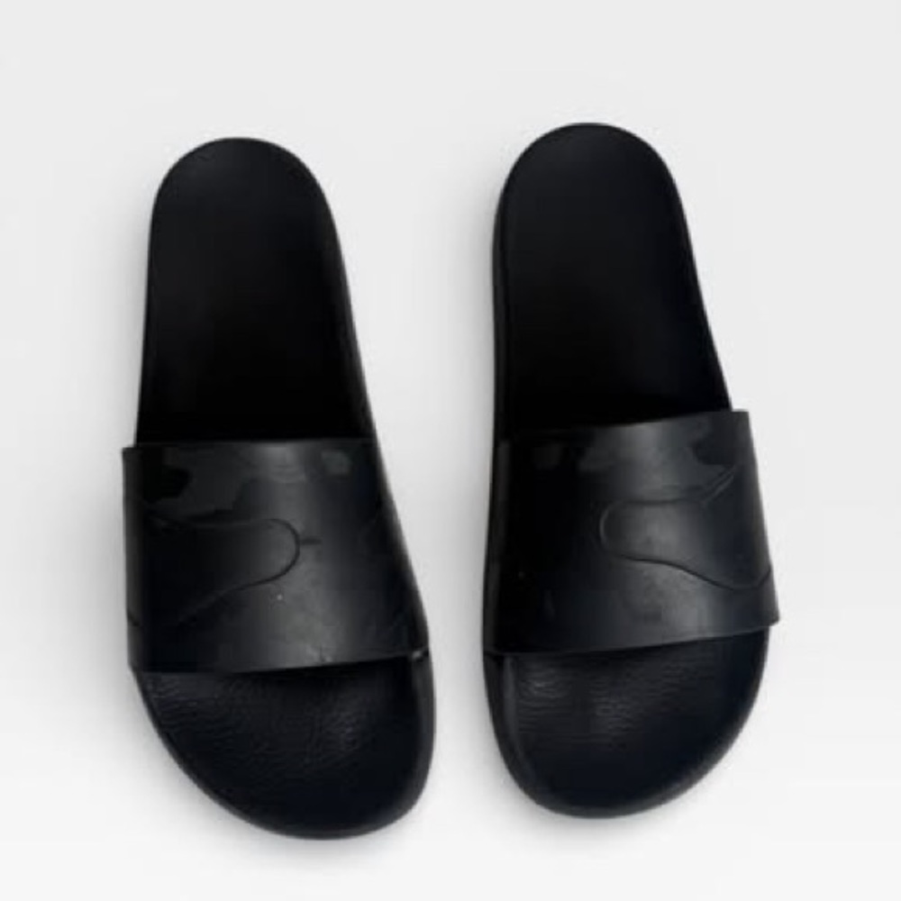 Valentino Garavani Black Rubber Tonal Camo Slides- Size 12